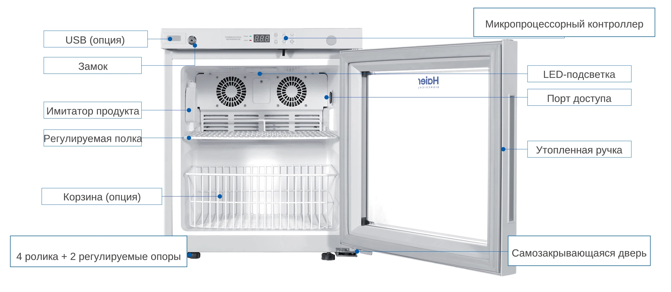 Схема элементов фармацевтического холодильника Haier Biomedical HYC-55GE